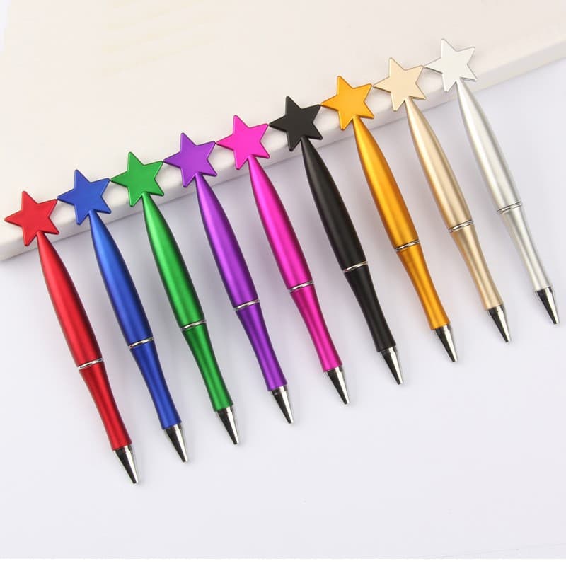Cross-border hot-selling glitter star-shaped twist ballpoint pen for Christmas/graduation gifts