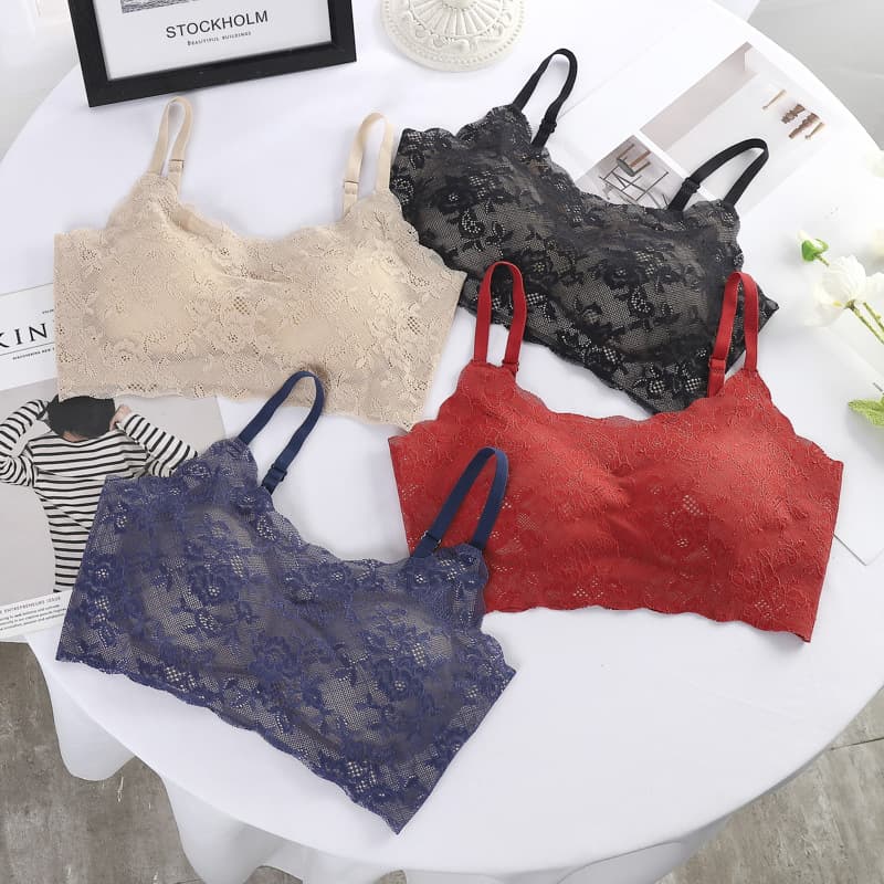Wireless, Seamless, Strapless Lace Back Support Women's Sports Yoga Push-up Sleep Vest Bra