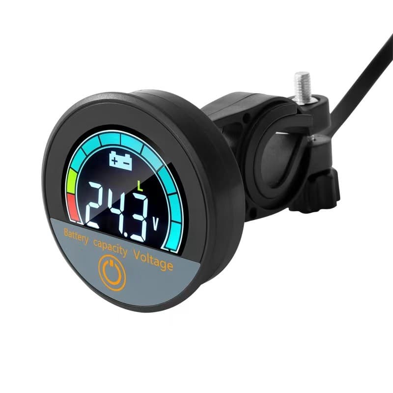 Round power meter, 8-100V two-wire 12V DC voltmeter, universal for lead-acid lithium battery, digital display head