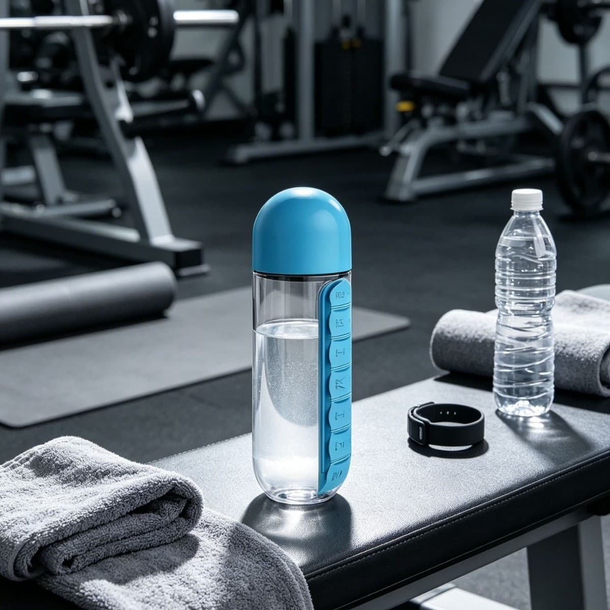 Side Storage Transparent Water Cup with Medicine Compartment, Single-Layer Plastic, Portable Leak-Proof Household Cup