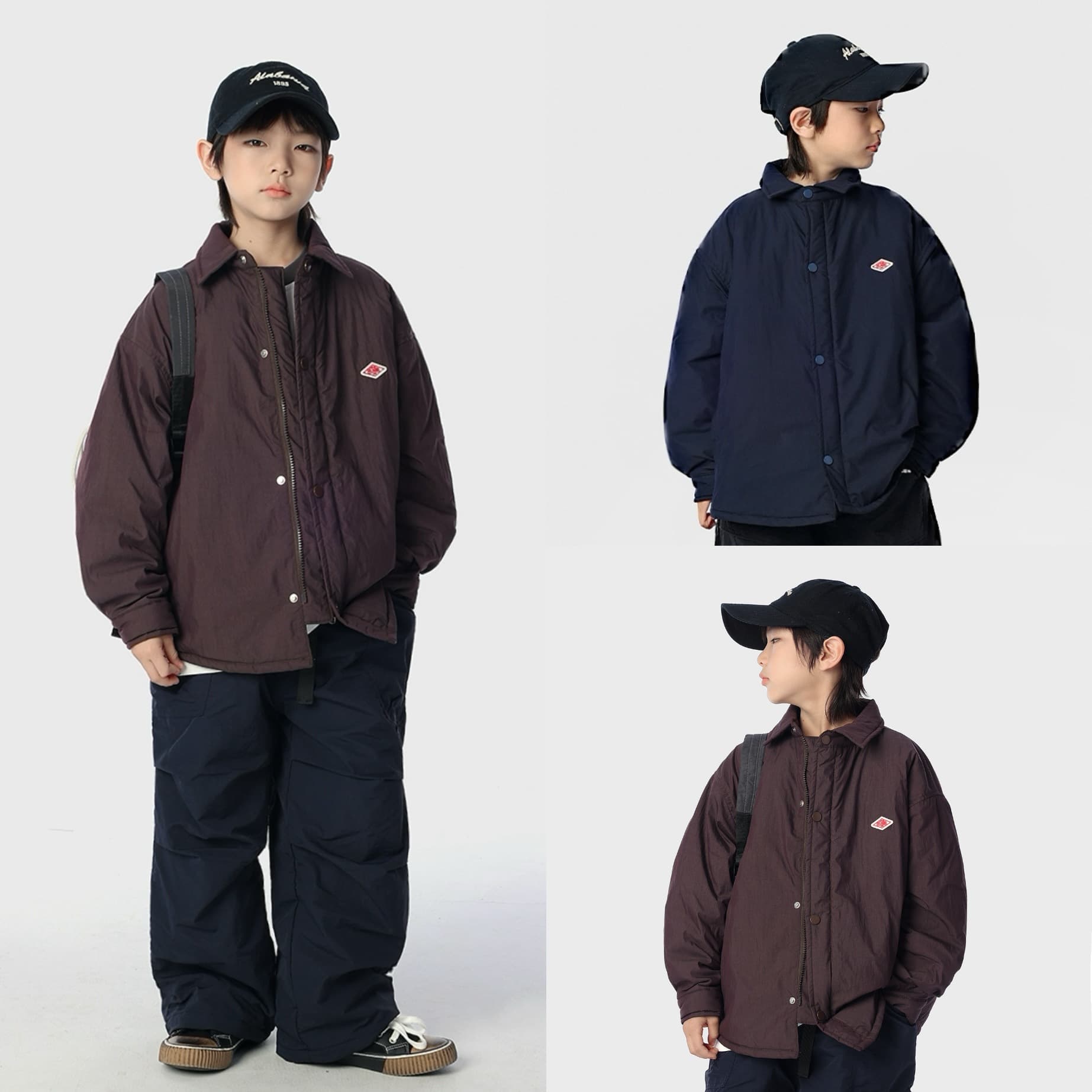 Japanese Style Boys' Quilted Jacket 2025 Autumn/Winter New Minimalist Cotton-Zip Coat with Thickened Lapel Shirt Trend