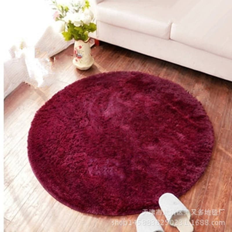 Nordic Style Long Plush round Computer Chair Mat Living Room Pure Color Carpet Polyester Fiber Home Decorative Floor Mat