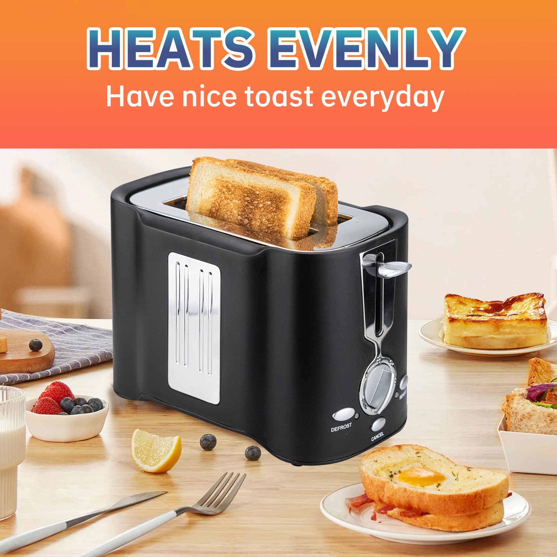 Black 110/220V toaster, mini breakfast machine, available now.