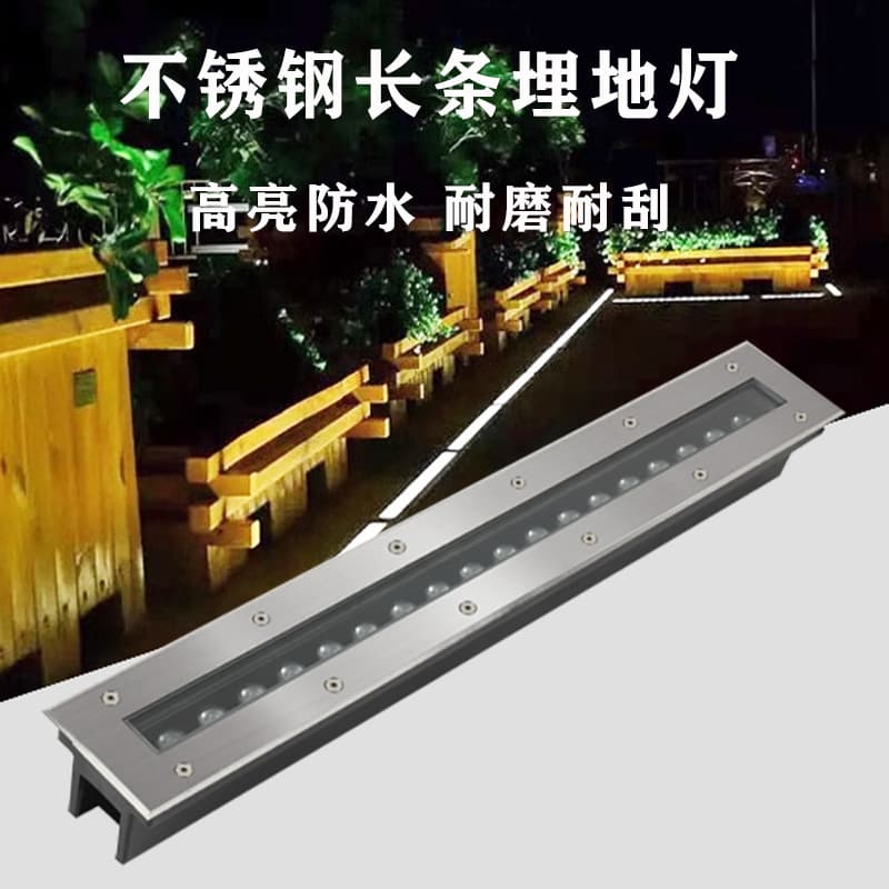 Linear In-Ground Light Outdoor Waterproof Recessed Linear Spotlight Plaza Park Corridor Walkway Stainless Steel Wall Washer Light
