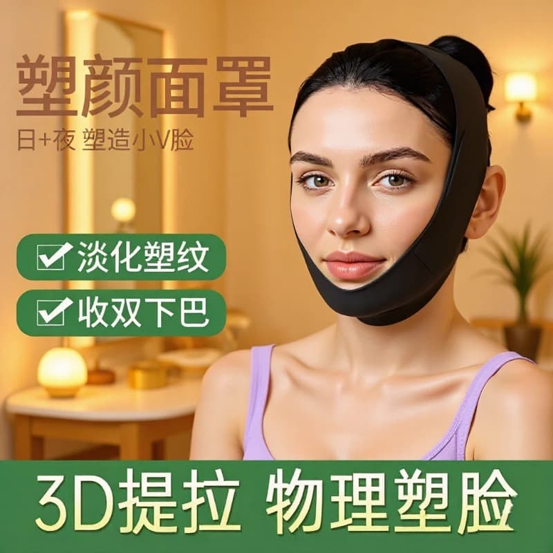 Lifting Face Mask, Breathable, Skin-Friendly, Improves Facial Firmness, Anti-Sagging, Double Chin Strap for Sleep