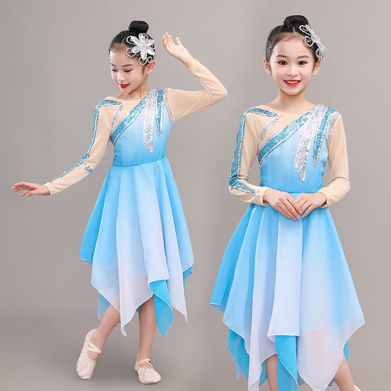 Children's stage choir modern dance dress performance costume girls' tulle skirt classical dance performance costume flowing