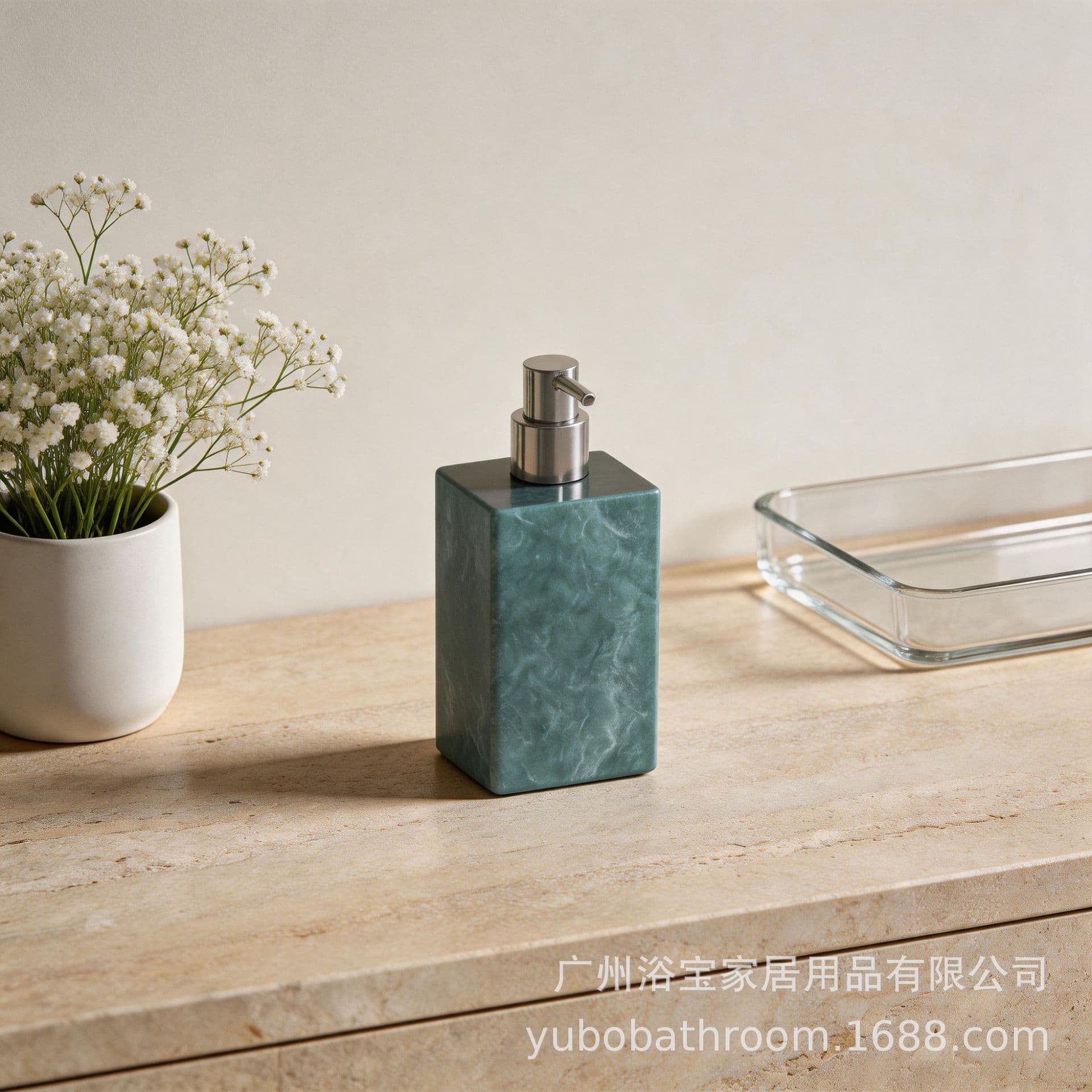 Cross-border hot selling Nordic hotel supplies resin ice bucket set lotion bottle soap dispenser Wave series bathroom set