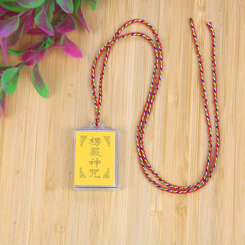 Good Luck Charm Pendant Necklace Combination Dharani Mantra Acrylic Material Ethnic Style for Men And Women Temple Scenic Area Gift