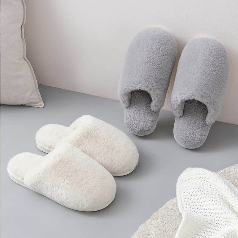Cotton Slippers Women Winter Fashion Minimalist Home Use Household Anti-Slip Warm Thick Sole Fluffy Couple Drop Shipping