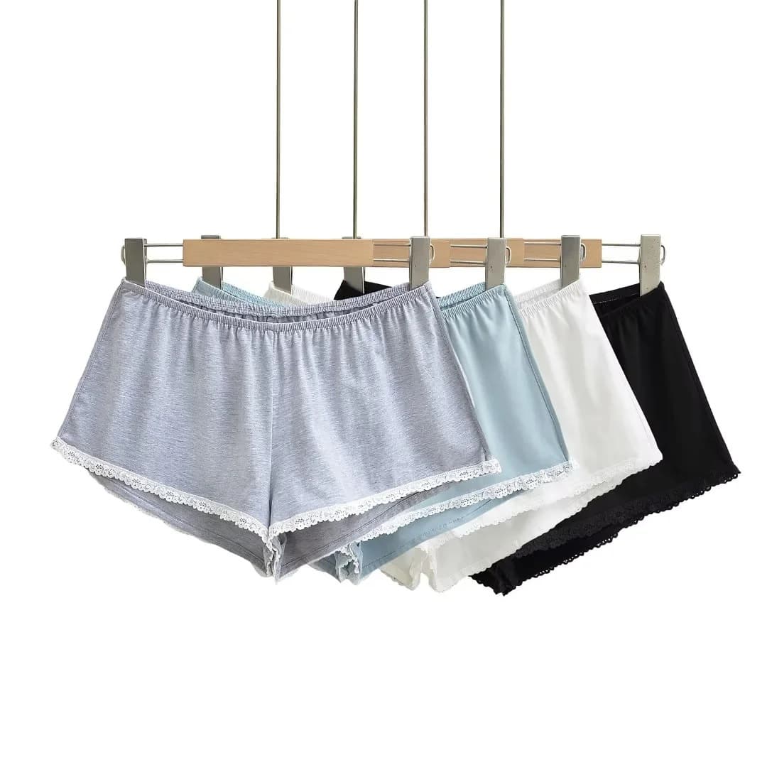 Elastic waist fashion casual shorts street photography trendy women's high waist hot pants basic lace shorts