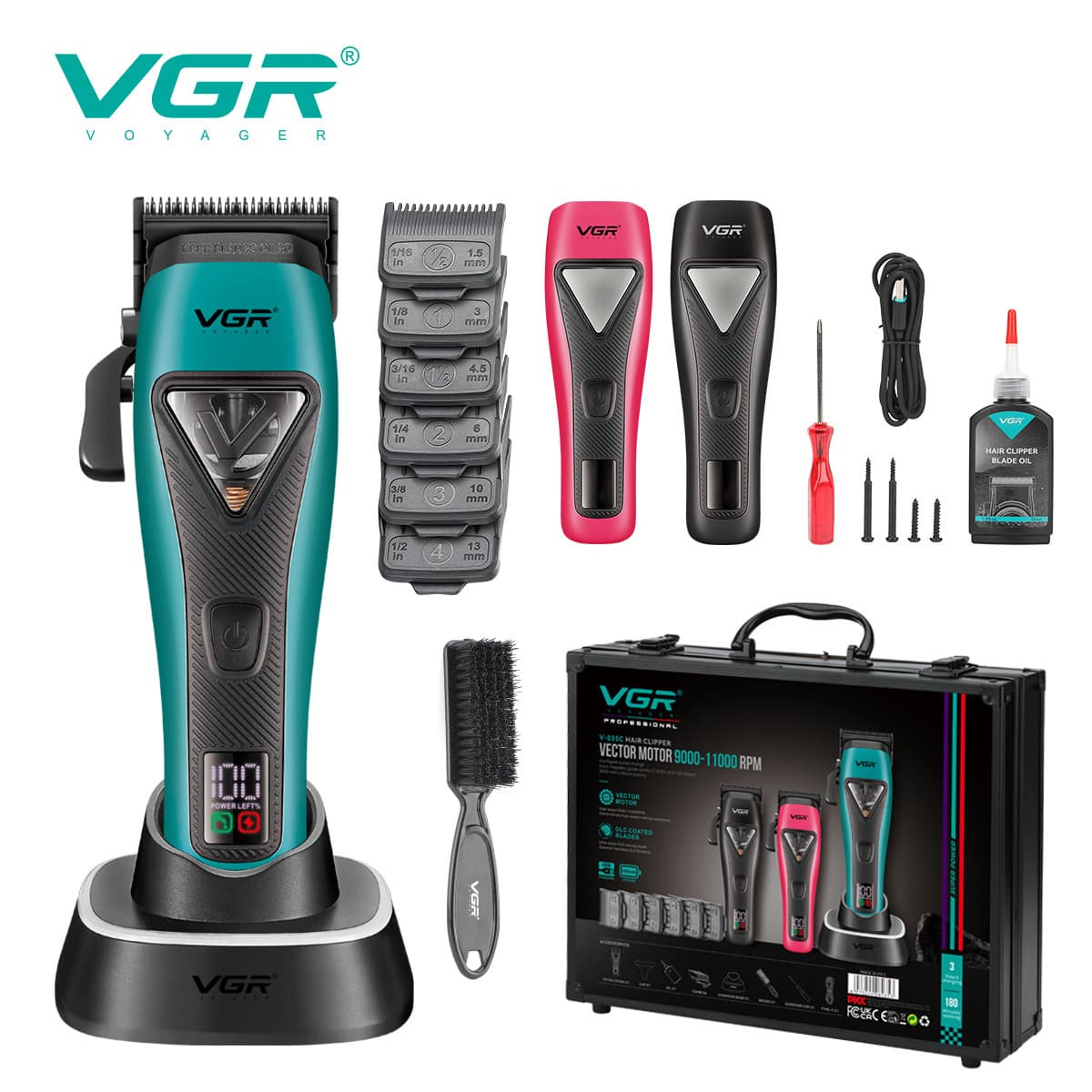 VGR035C Cross-border Smart Variable Speed Electric Hair Clipper High-Speed Brushless Motor 9000-11000RPM Hair Trimmer