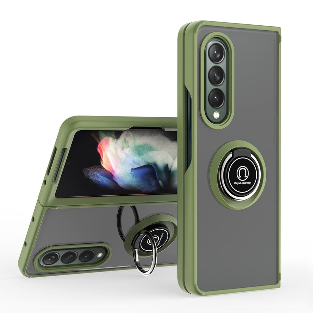 Compatible with Samsung Z Fold 4 Foldable Screen Phone Case, Matte Z Flip 4 Case Ring Holder Protective Cover Anti-Fall Case