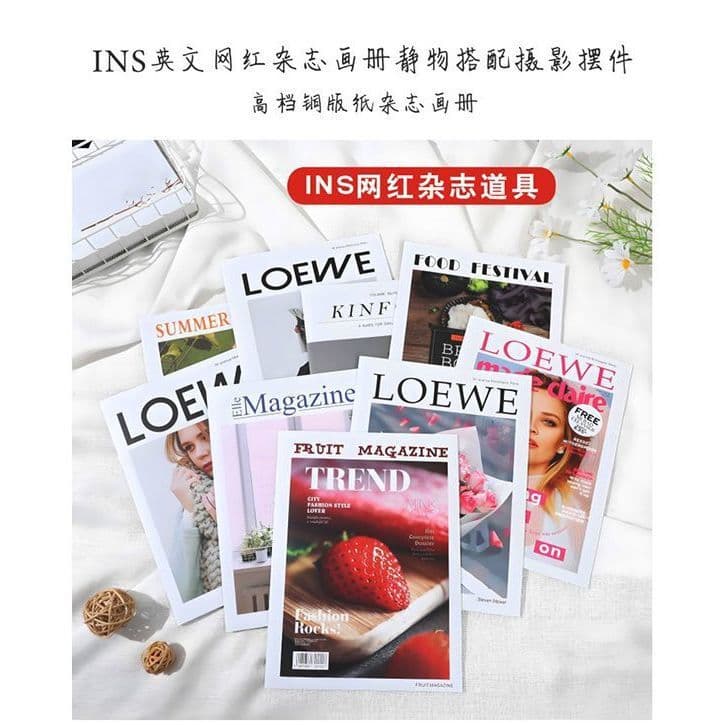 Ins Cover Character English Magazine 24 Pages Internet Celebrity High-Looking Matching Art Background Wall Ornaments Photo Props