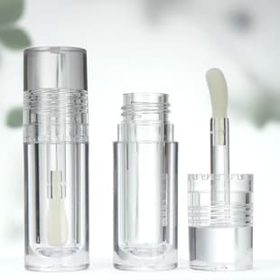 In Stock Fully Transparent Lip Gloss Tube Large Brush Rod Thumb Brush Lip Gloss Bottle PETG Thick Rod Packaging Lipgloss Tube