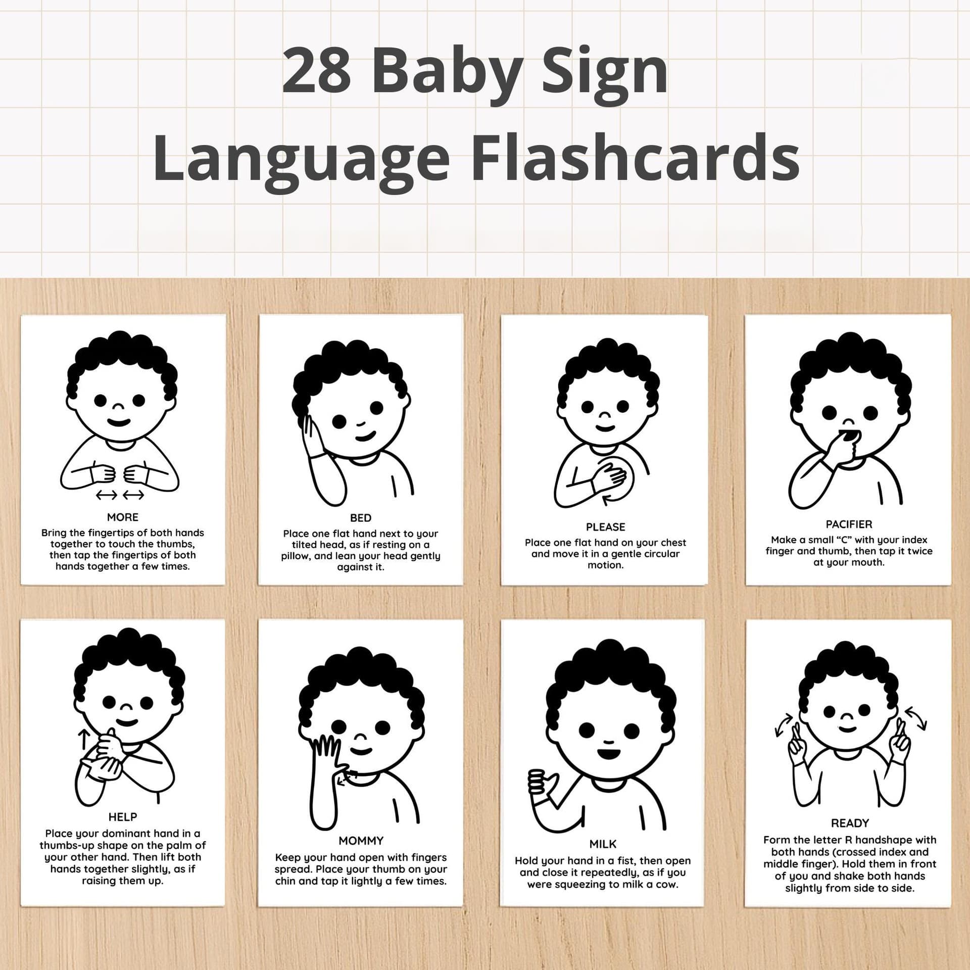 28 commonly used sign language flash cards for infants, family education autism classroom auxiliary cards ASL US Amazon