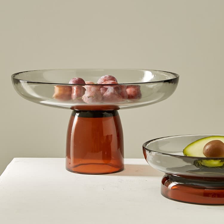 Nordic Danish Colorful Clashing Glass Living Room Dining Table Reception Area Coffee Table Dry Fruit Plate Snack Plate Ornament Set