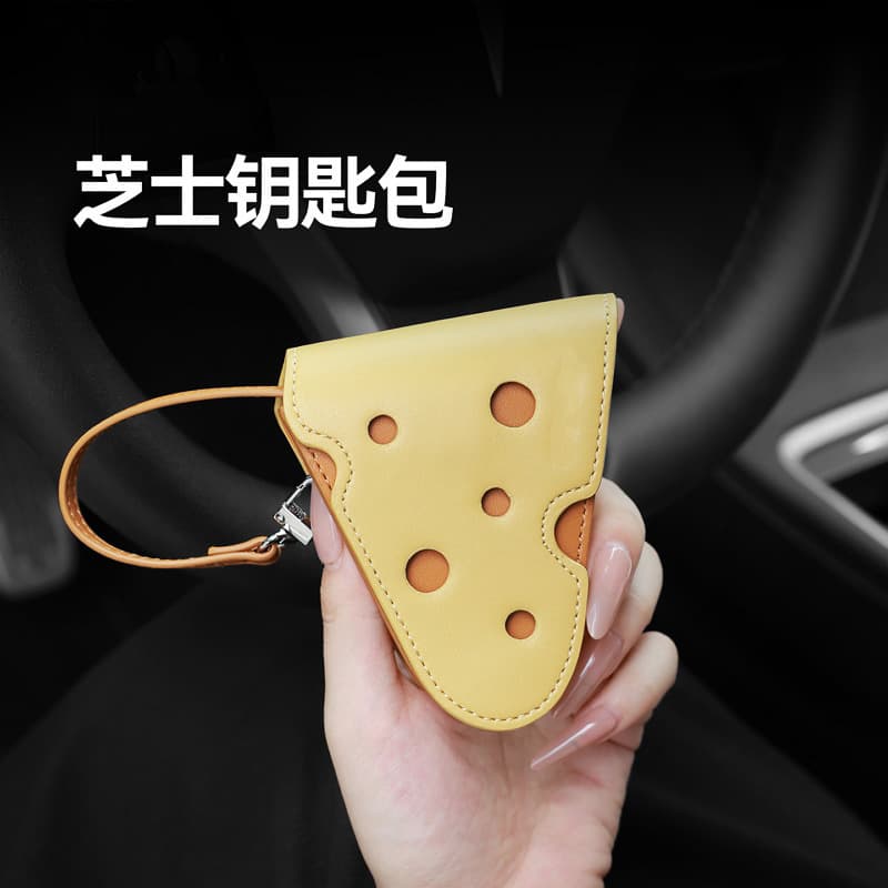 Korean Ins Triangle Cheese Shape Versatile Clutch PU Leather Lipstick Bag Women's Car Key Storage Bag