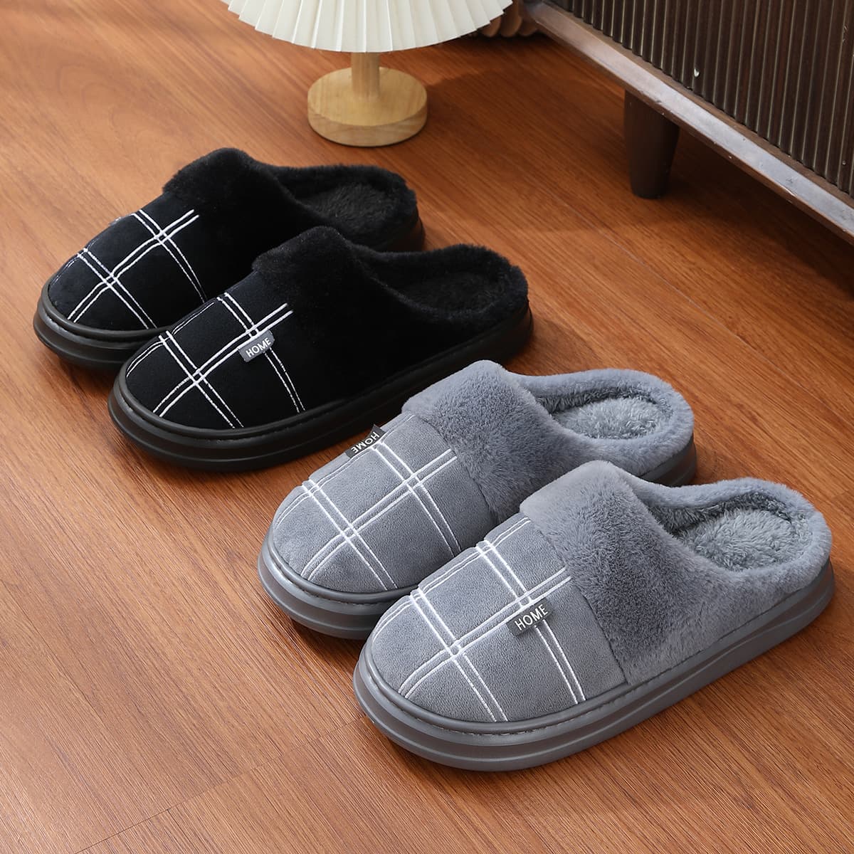 Cotton Slippers Men's Large Size 2026 Winter Cotton Slippers Men's Warm Wool Slippers Thick Soled Plush Slippers 45 46 47 48