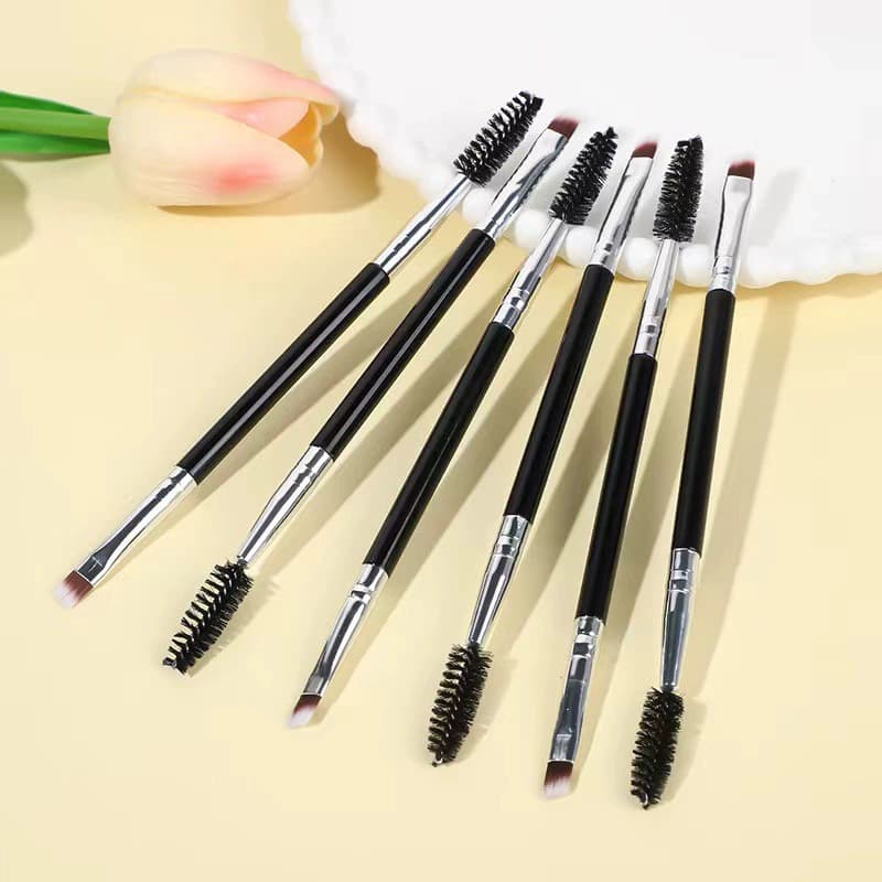 Dual-Ended Brow Brush Spiral Brush Eyebrow Brush Eyelash Brush Double-Ended Angled Makeup Brush Portable 2-in-1 Makeup Brush Beauty Tool