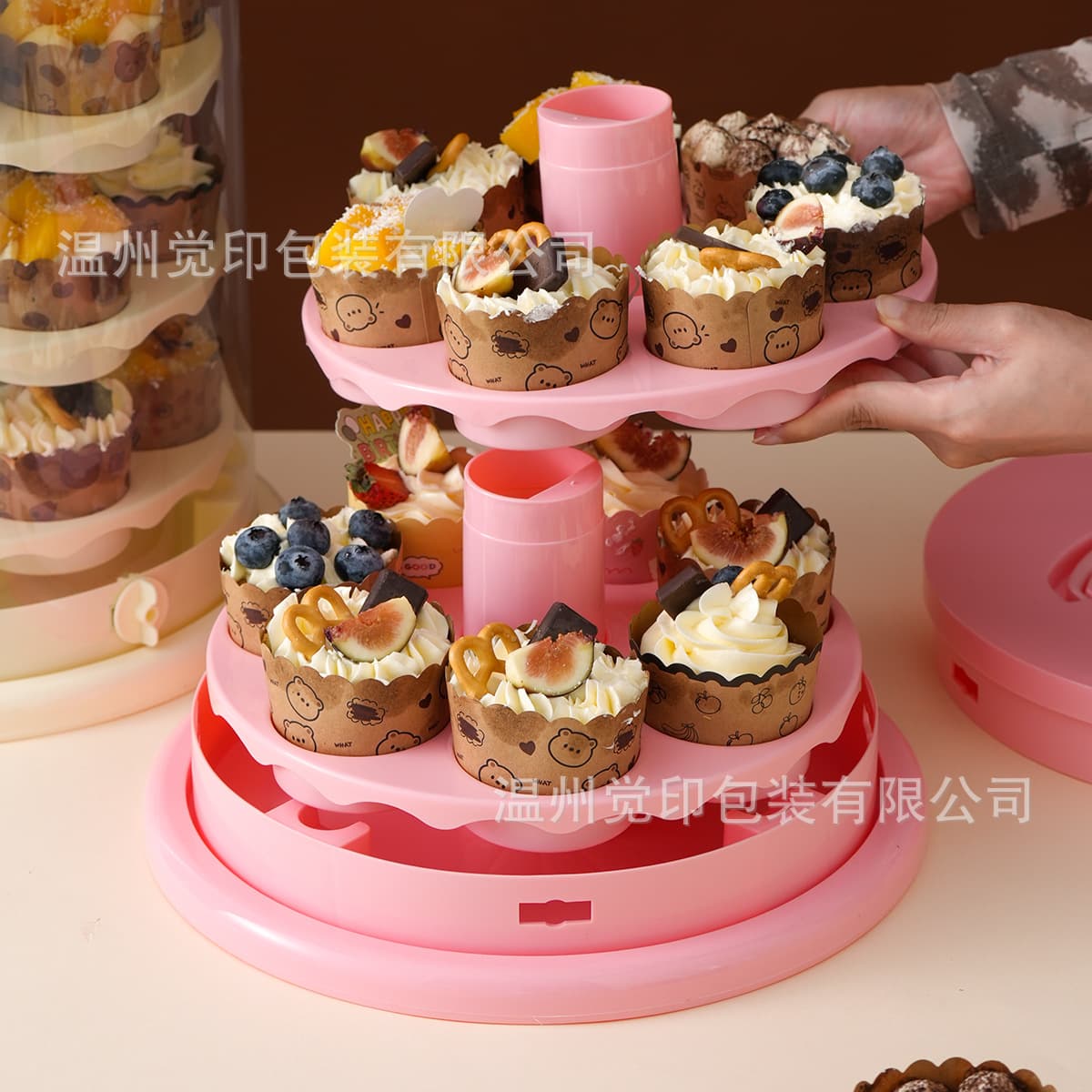2026 New Cupcake Packaging Box, Handheld Plastic Mobile Dessert Stand, Muffin Cupcake Red Box