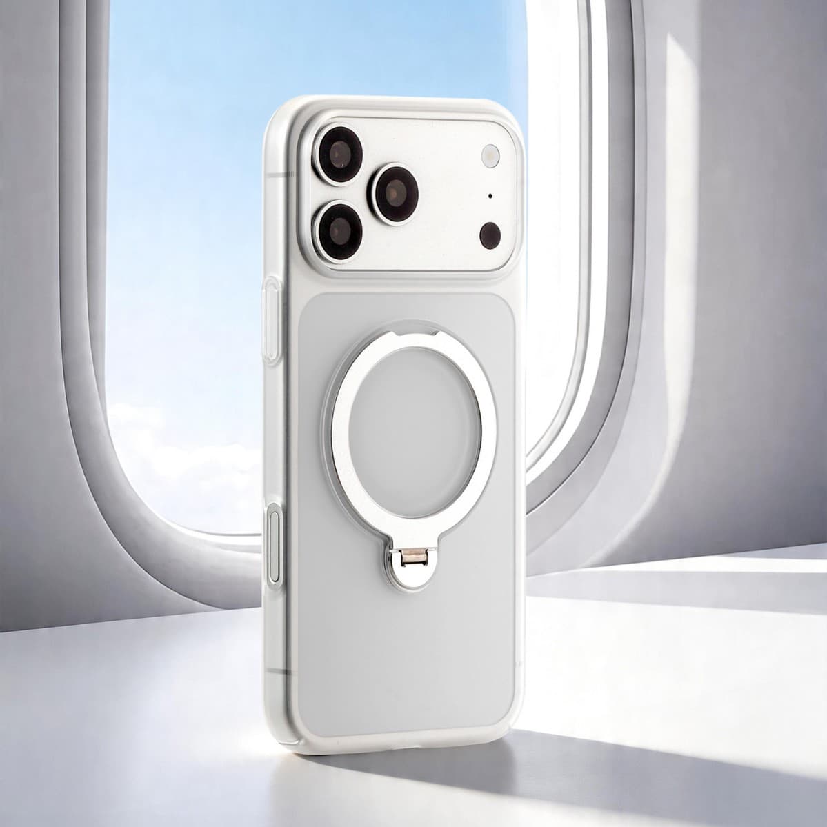 Compatible with iPhone 17 Pro Case Rotating Stand Magnetic iPhone 16/15 Pro Max Transparent Stand Cross-border TK