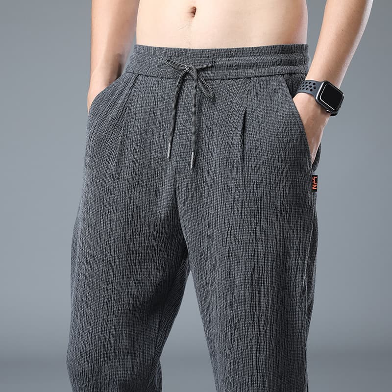 2024 Summer Ultra-Thin Cotton Linen Pants Loose Men's Ice Silk Casual Pants Straight Leg Summer Trousers