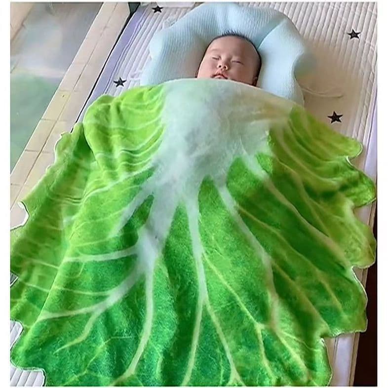 Funny Cabbage Pattern Blanket, Quirky Throw Blanket, Summer Baby Nap Blanket, Lightweight Air Conditioning Blanket