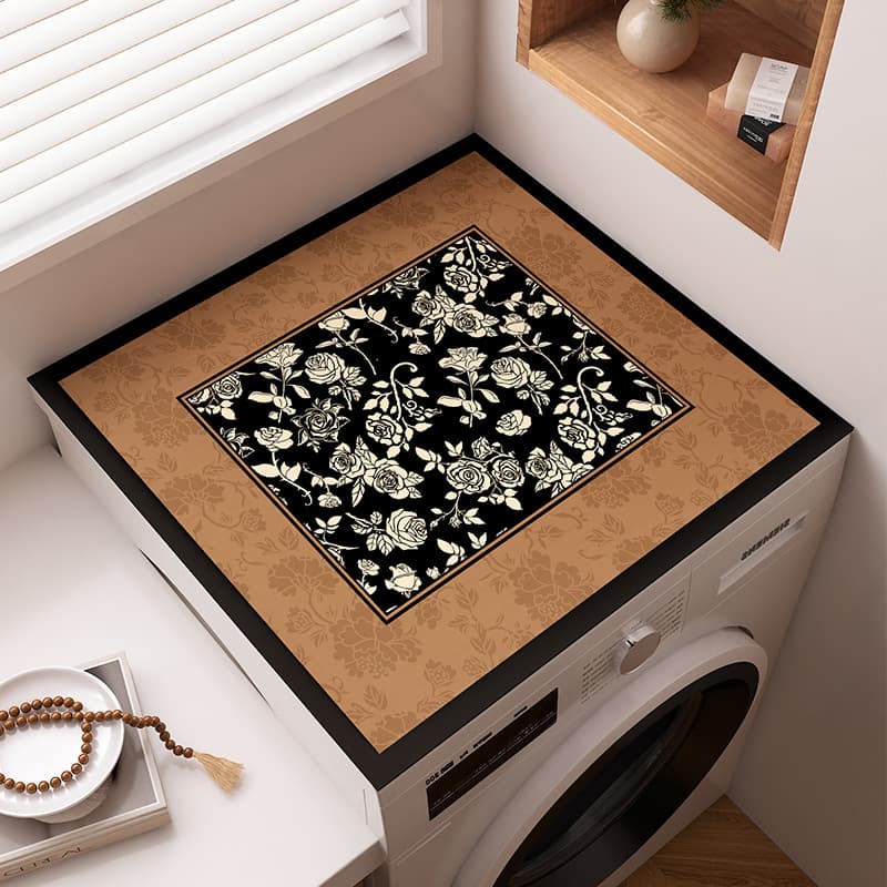 Medieval style drum washing machine cover pad waterproof sun protection countertop household refrigerator top dustproof cover cloth protective pad