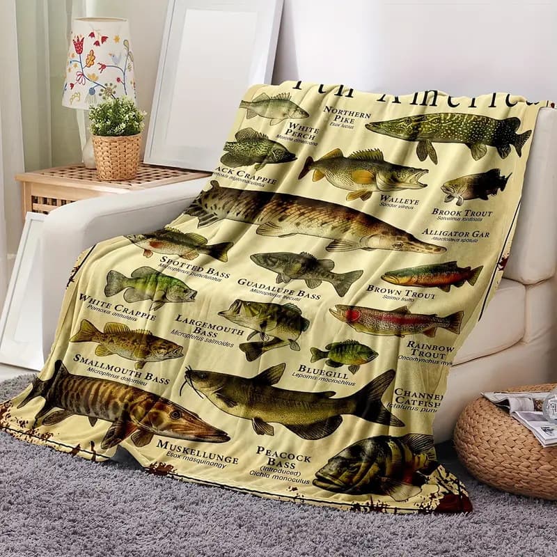 Cross-border Cartoon Fish Pattern Flannel Blanket Digital Print Living Room Nap Sofa Cover Fleece Blanket Factory Wholesale
