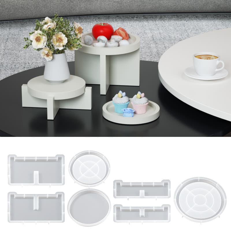 DIY Epoxy Resin Plaster Cement Round Disc Mold Large Round Storage Tray Flower Pot Base Silicone Mold