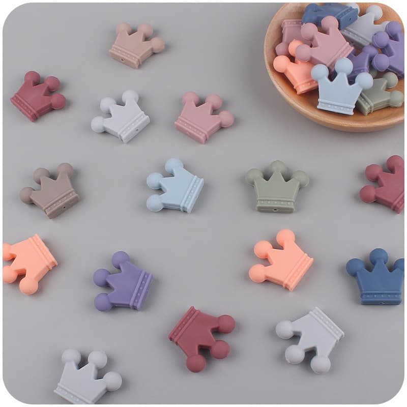 DIY Soothing Crown Silicone Loose Beads for Baby Products, Baby Bracelet Teether Pacifier Chain Anti-Drop Chain Small Accessories