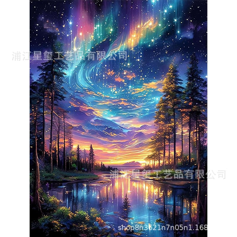 2026 Cross-Border Hot Selling 5D Night View Diamond Painting Full Drill Living Room Bedroom Decoration DIY Handmade Rhinestone Sticker Wholesale 30*40