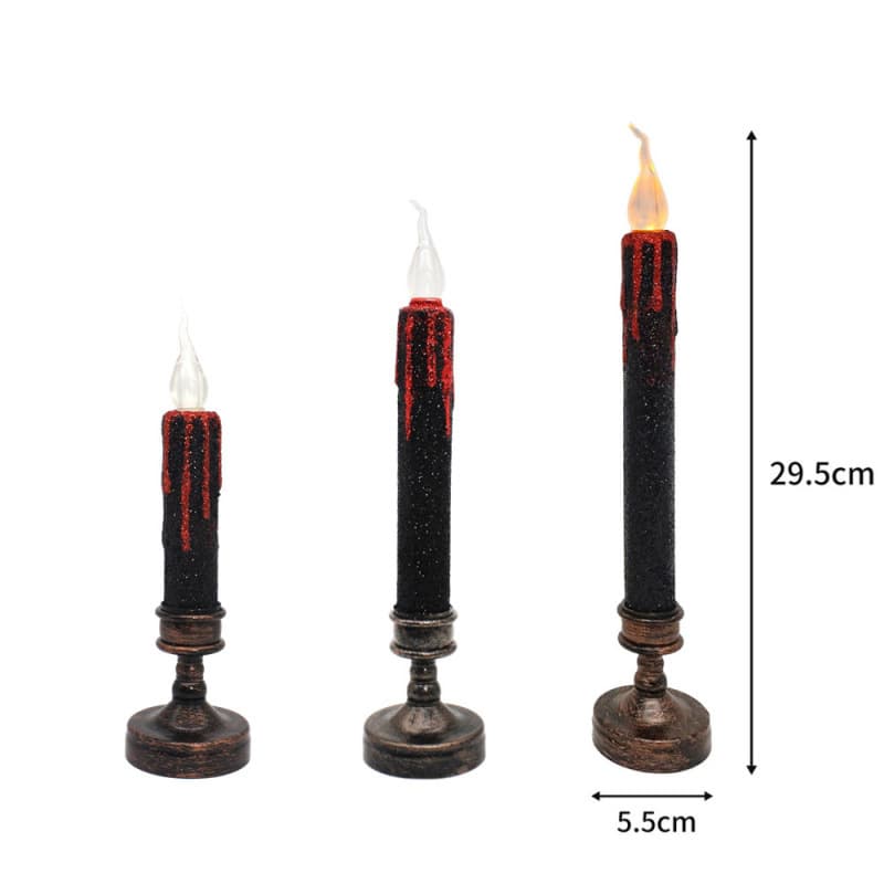 Cross-border Halloween Candle Black Red Simulated Tear Long Rod LED Candle Lamp Rod Wax European Style Decorative Long Strip Candle