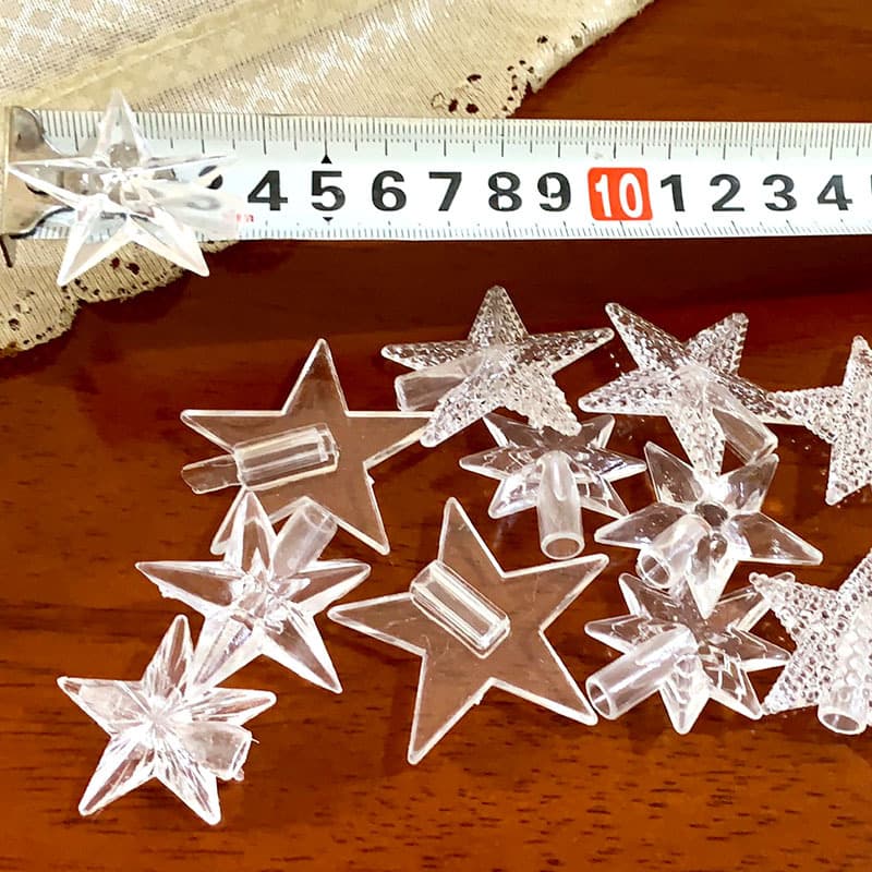 Transparent Acrylic Small Five Star Fiber Optic Christmas Tree Lights String Five-pointed Star Tree Top Star Christmas Decoration Accessories
