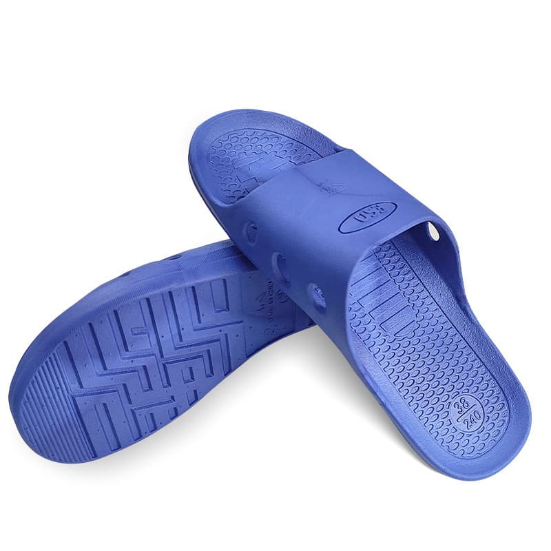 Factory Supply SPU Blue-Black Anti-Static Slippers One-Piece Dust-Free Shoes Anti-Static SPU Six-Hole Slippers with Toe Cap