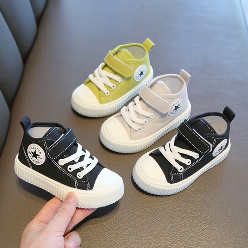 Children's High-Top Canvas Shoes, 2025 Spring/Autumn New Style, Boys' Casual Anti-Slip Shoes, Girls' Board Shoes, Soft-Soled Baby Shoes