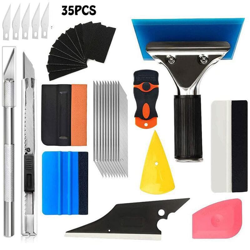 35-Piece Set Car Scratch Board Color Change Film Sun Film Invisible Car Wrap Scratching Wool Scraper Tool Construction Kit