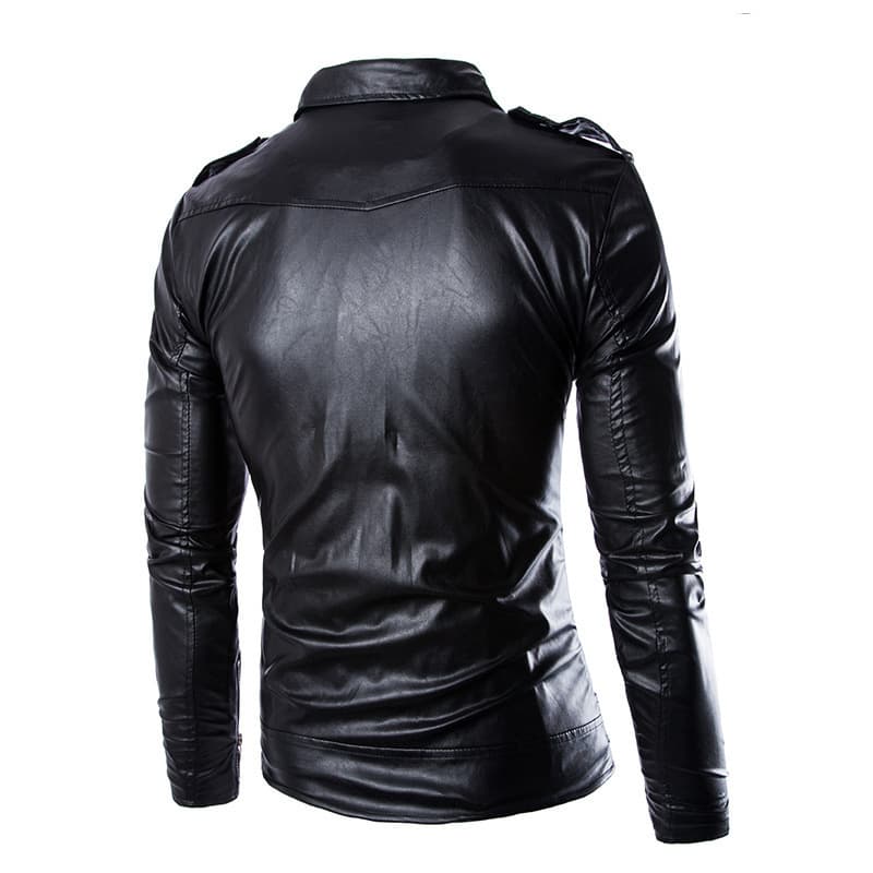 New Foreign Trade Korean Style Slim Fit Motorcycle Leather Jacket for Men, British Fashion PU Leather Jacket Y012