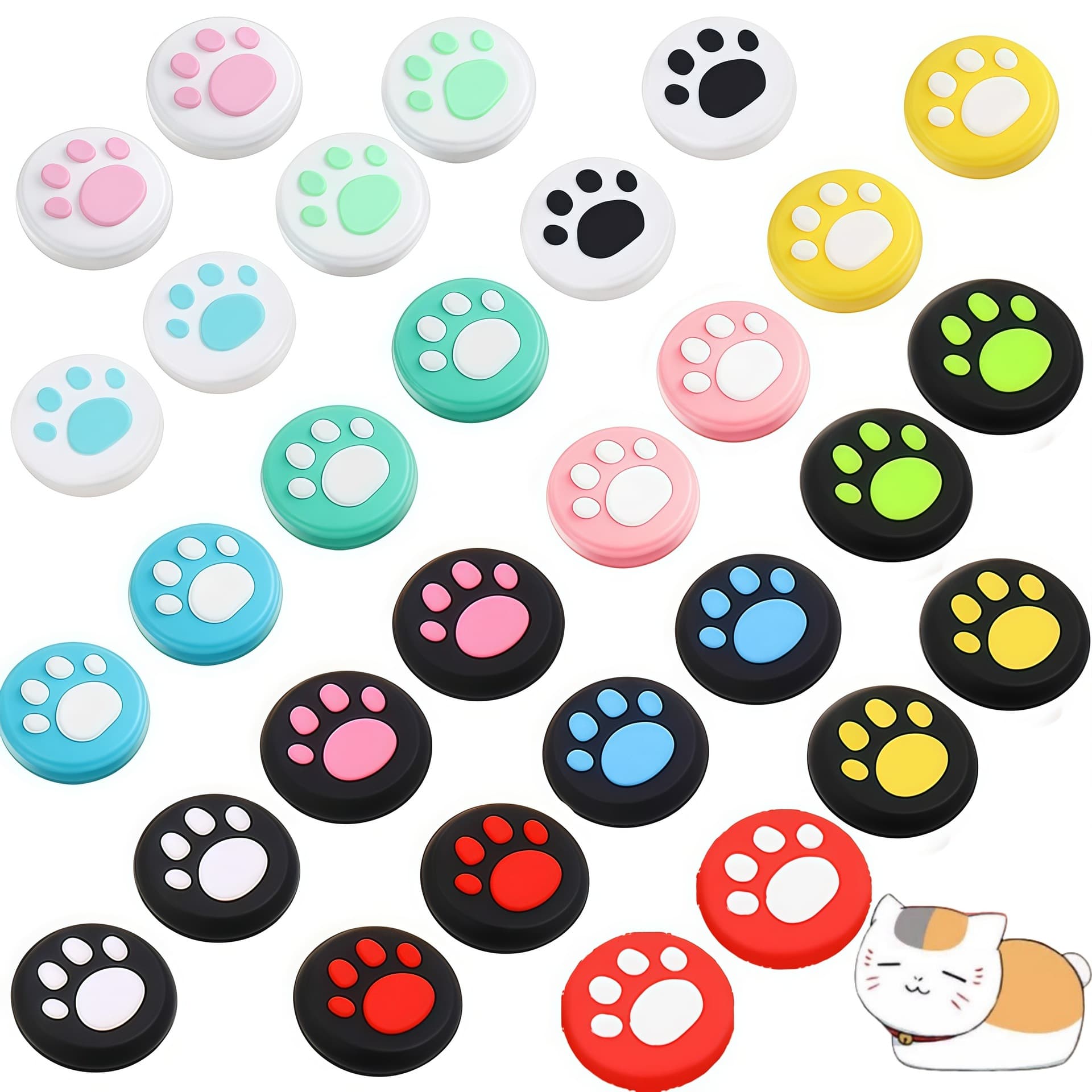 Cat Paw Keycaps for Nintendo Switch Controller Lite, NS Silicone Cat Paw Joystick Protective Caps