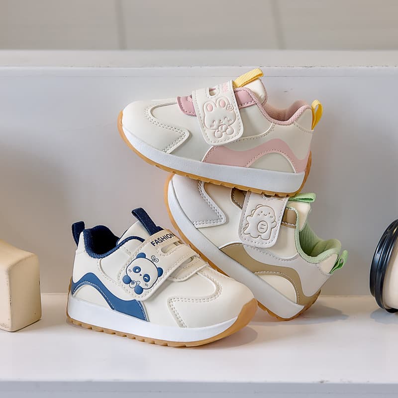 Baby walking shoes leather toddler hook-and-loop functional shoes boys non-slip sneakers girls soft-soled sports shoes