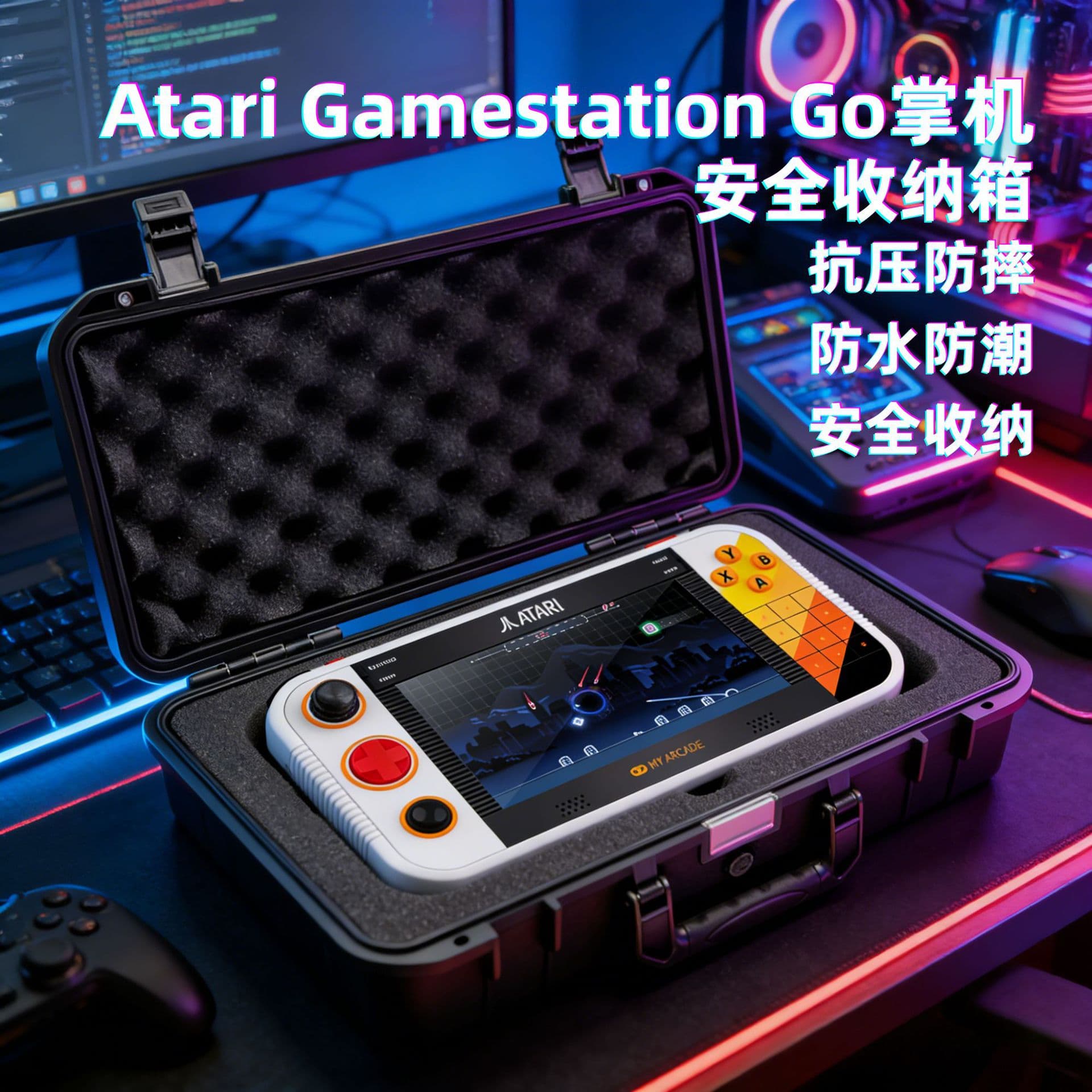 Compatible with Atari Gamestation Go Handheld Console Storage Bag, Portable Protective Case, Safety Box
