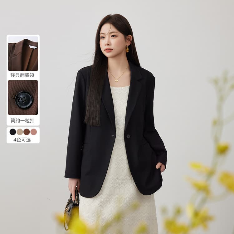 Xianli Show Spring New Arrival Plus Size Women's Wear, High-End Elegant Office Stretch Comfort Solid Color Suit for Curvy Women