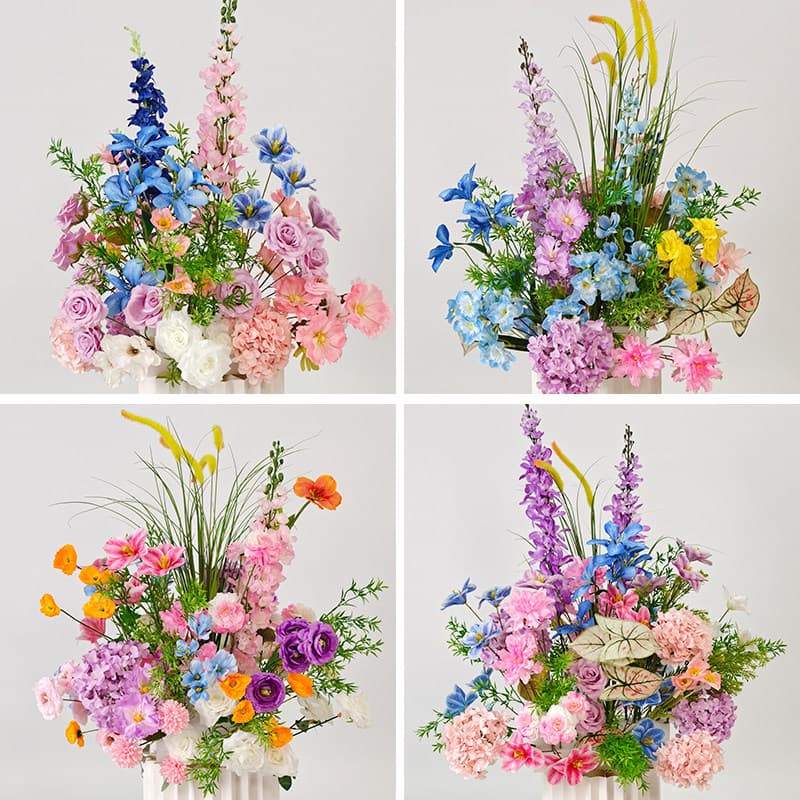 Wedding road guide artificial flowers silk flowers simple high-end floor flower arrangement outdoor lawn wedding road guide shooting background decoration