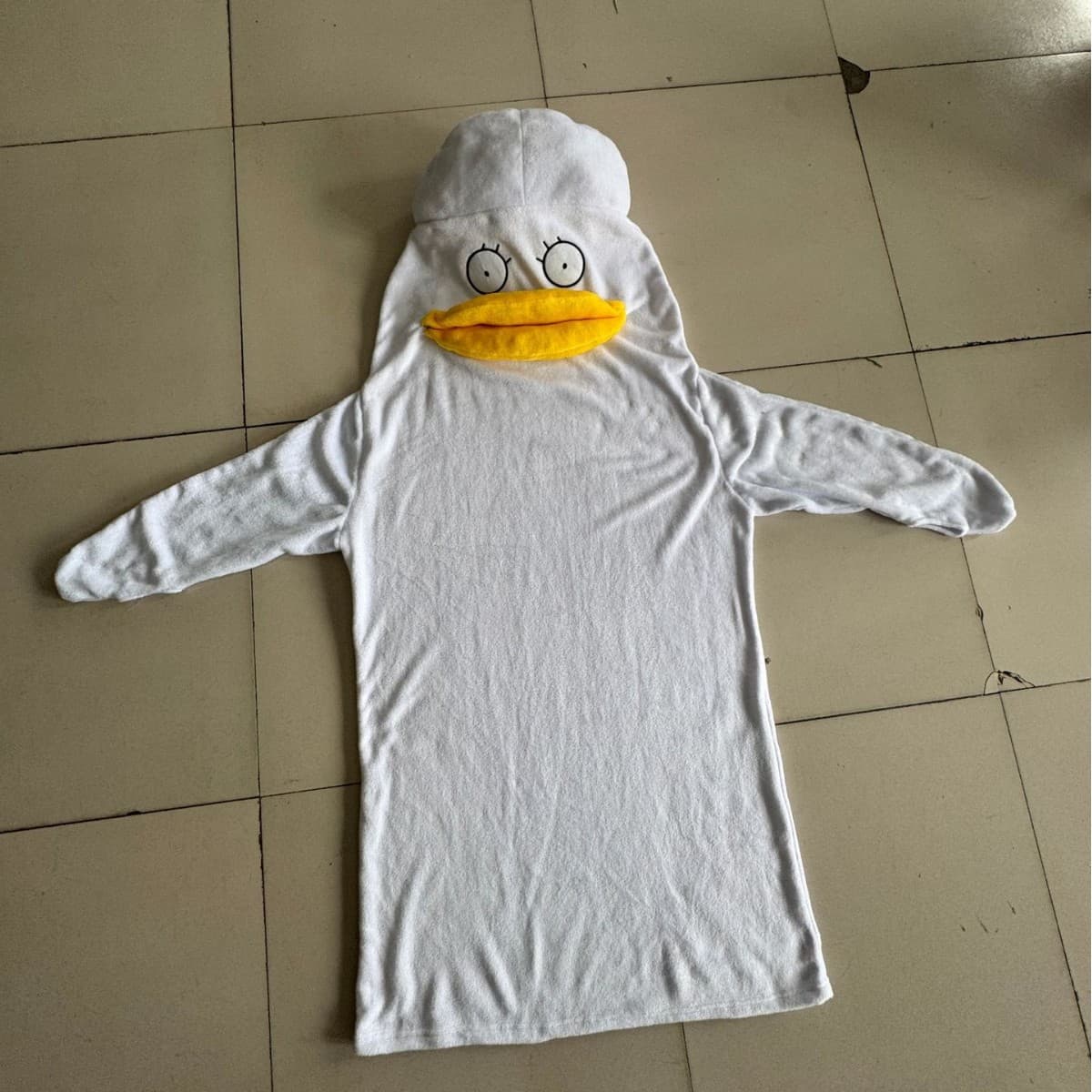 Big White Duck Thickened Pajamas for Women, Autumn and Winter One-Piece Funny Couple Sleeping Bag, Cartoon Flannel Robe Wholesale