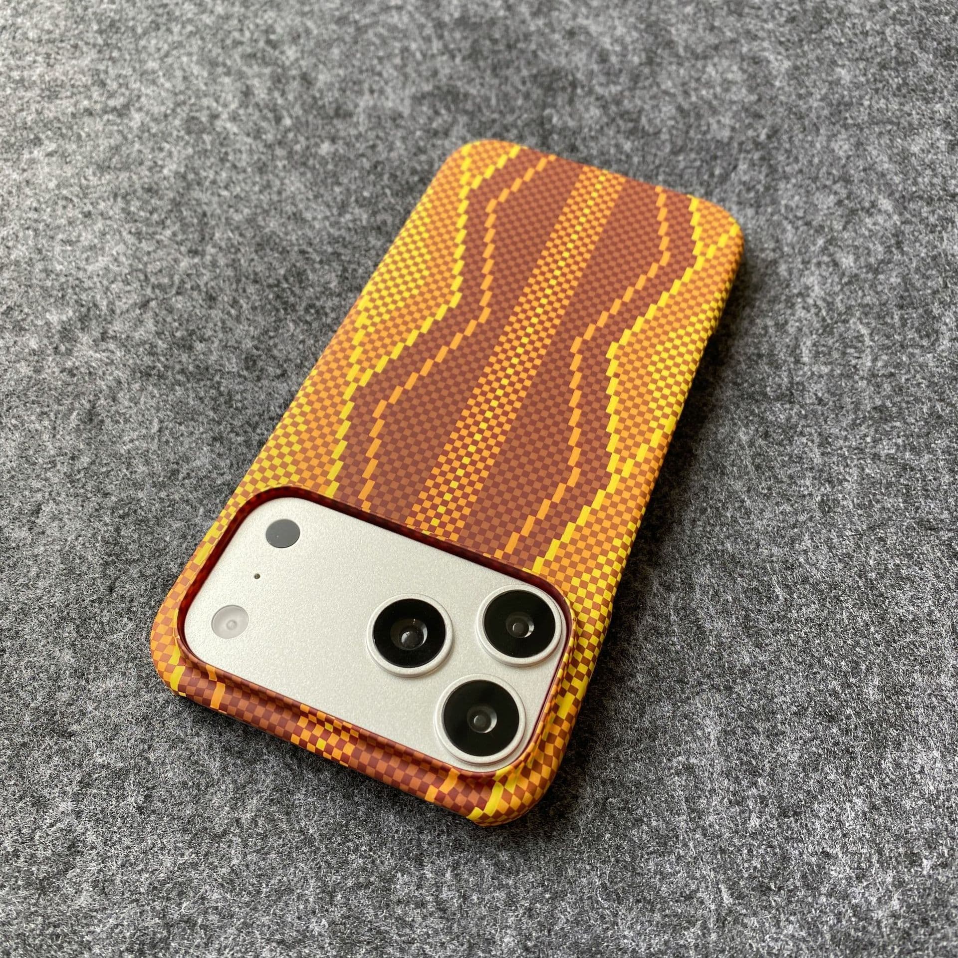 Compatible with Apple iPhone 17 Pro Max Case, iPhone 16 Kevlar Texture, 15 Carbon Fiber, 14 Semi-Bumper PC Protective Cover