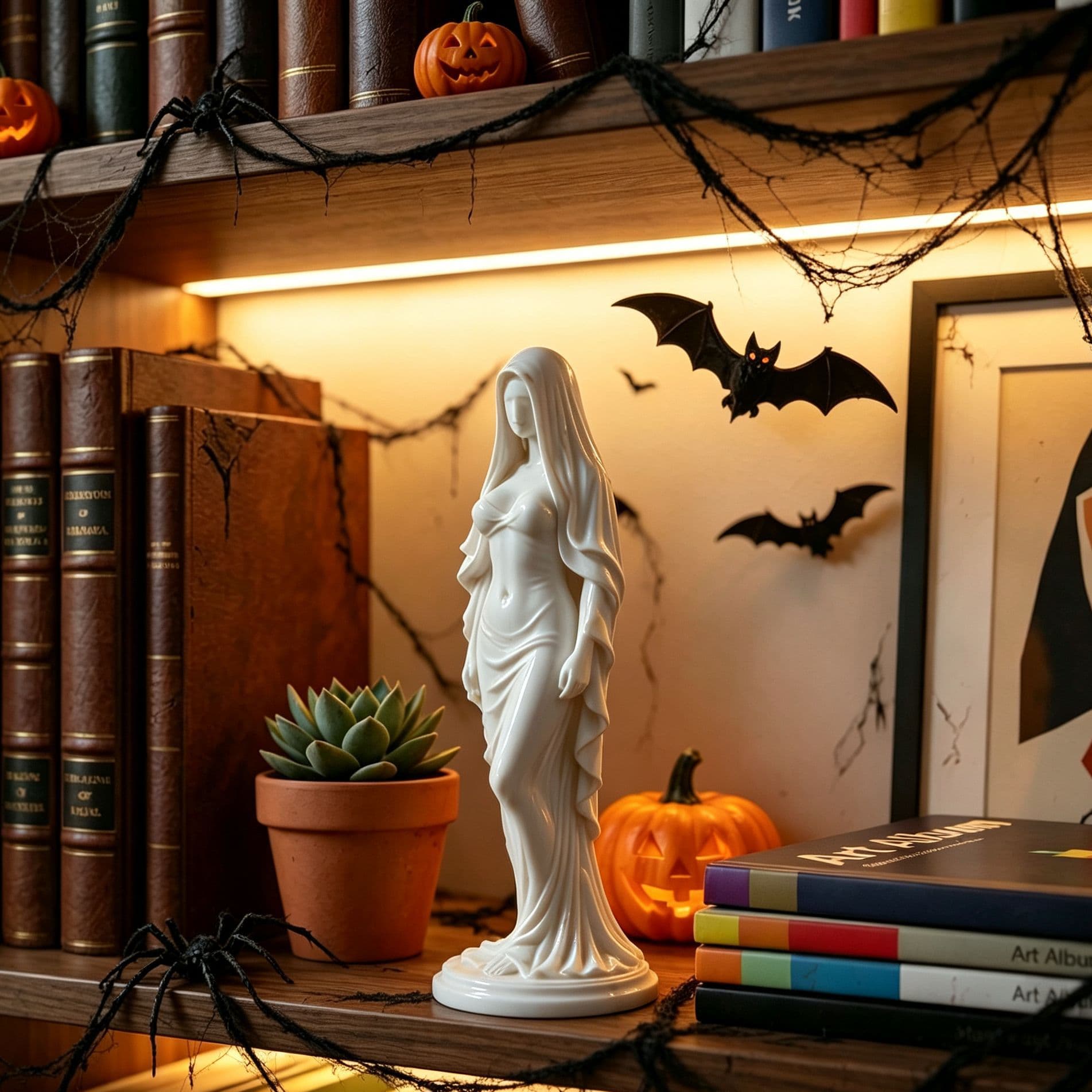 Cross-border Stock 3D Printed Veiled Goddess Sculpture Halloween Horror Atmosphere Decoration Nordic Style Home Table