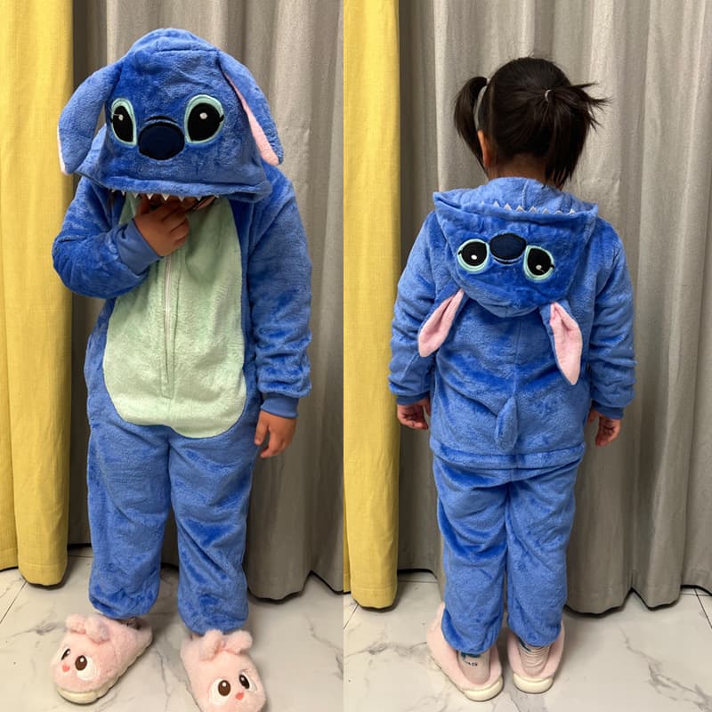 Autumn/Winter Flannel Cartoon Anime Bulldog Midnight Cat Black Dragon Dragon Training Kids' Cartoon Onesie Pajama Loungewear