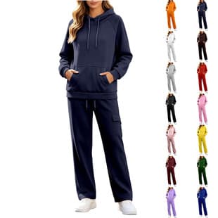 Amazon Cross-Border New Fashion Casual Set Loose Fleece Hoodie Pocket Jogger Pants Sportswear