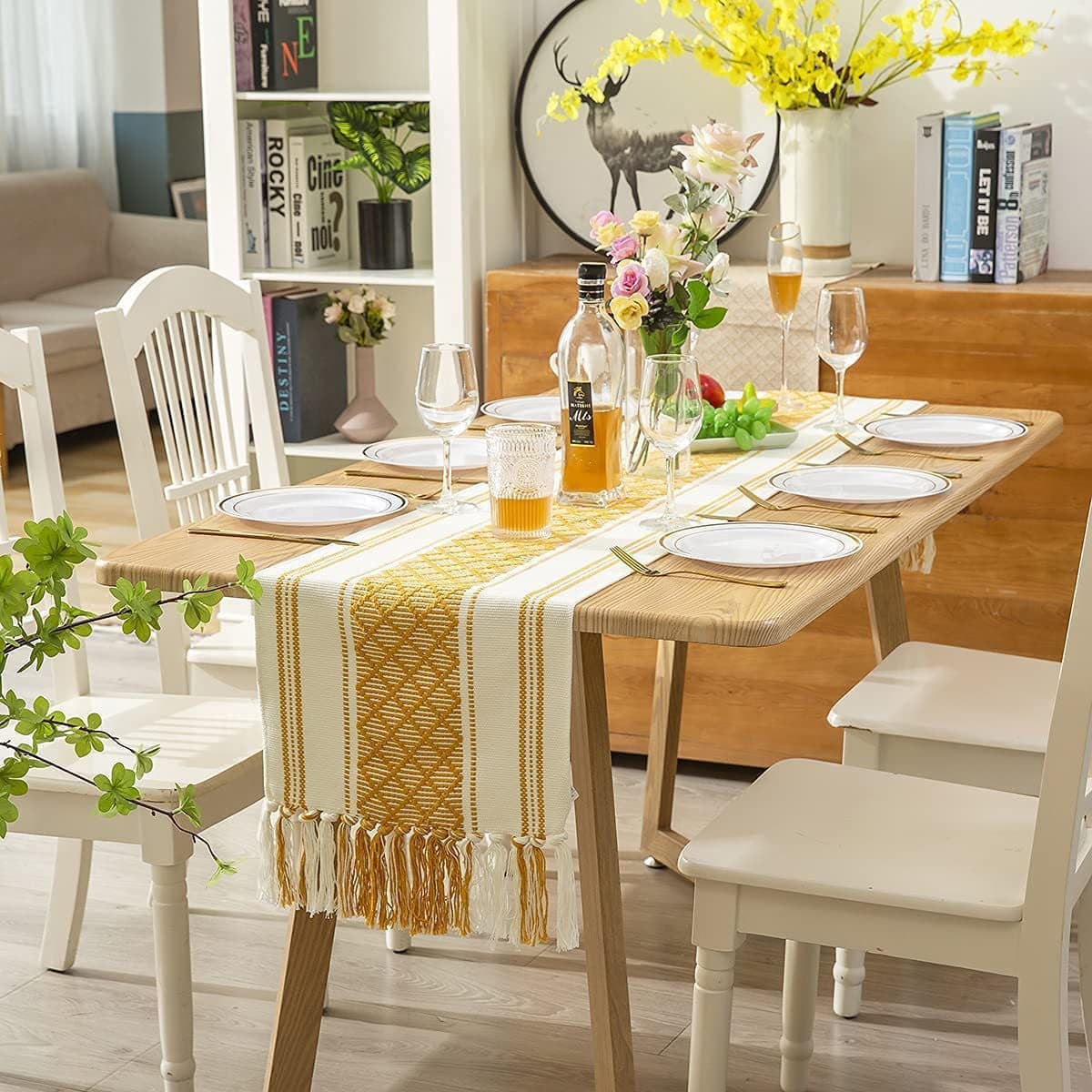 American pastoral long tea table cloth tea mat Amazon retro table flag Bohemian burlap cotton thread woven table runner