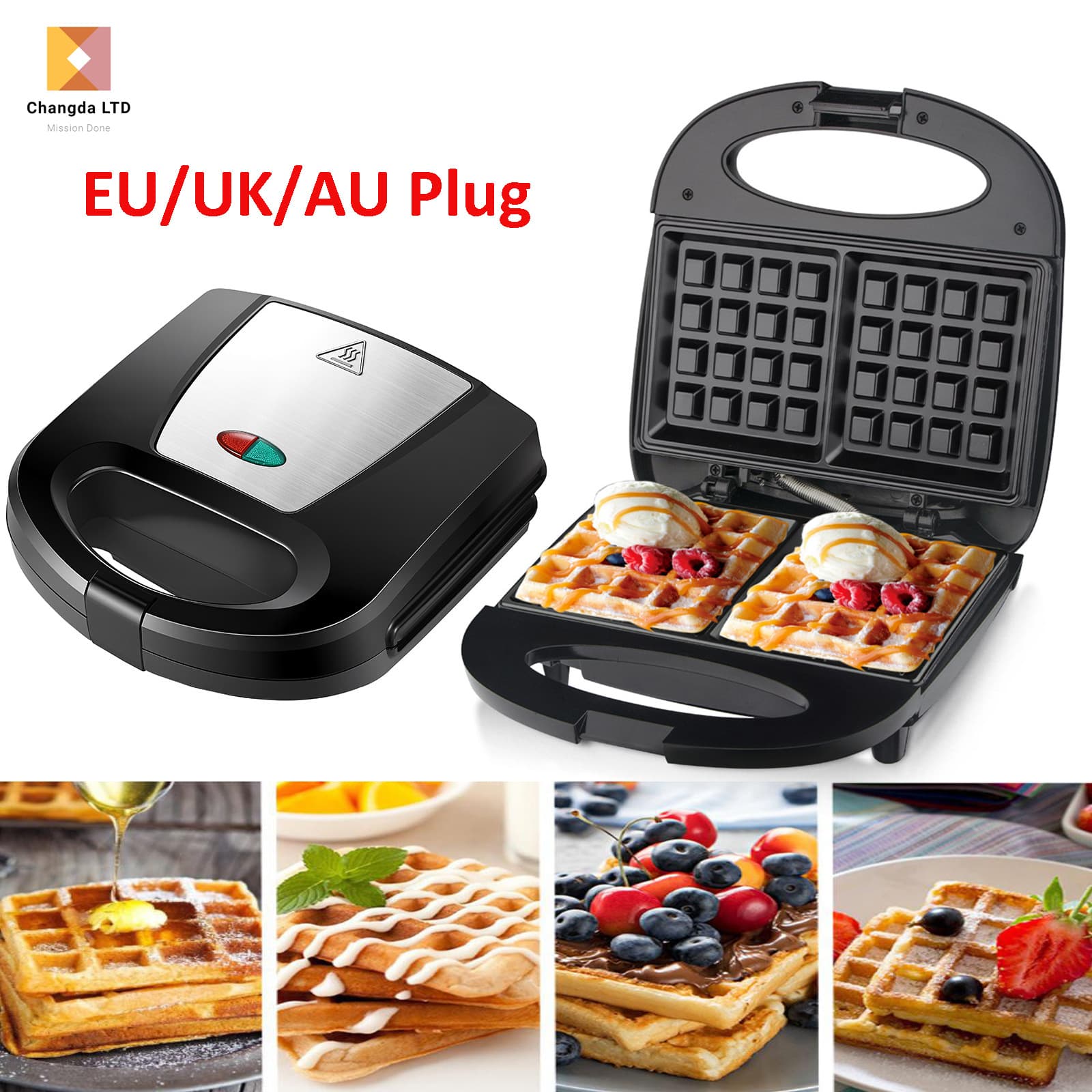 Waffle maker neutral packaging 800W sandwich machine cross-border two-slice toast grill machine breakfast machine sandwich